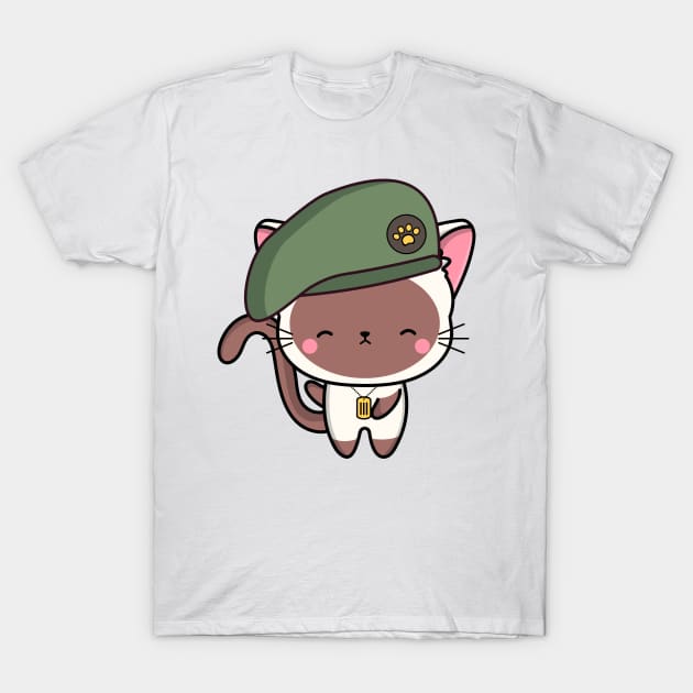 Green Beret White Cat T-Shirt by Pet Station